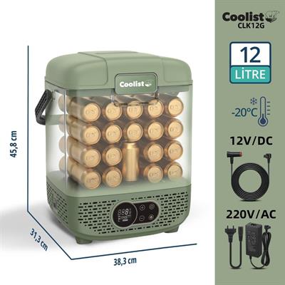Coolist CLK12G 12/24Volt/ 220Volt 12 Litre Taşınabilir Kompresörlü Oto Buzdolabı