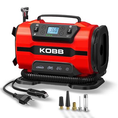 KOBB KB301 12Volt 220Volt 150 PSI Ayarlanabilir Dijital Basınç Göstergeli Lastik ve Yatak Şişirme Pompası