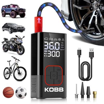 KOBB KB412 Li-ion Şarjlı 150 PSI Dijital Göstergeli Akıllı Lastik Şişirme Pompası+ Powerbank + SOS + Led Lamba