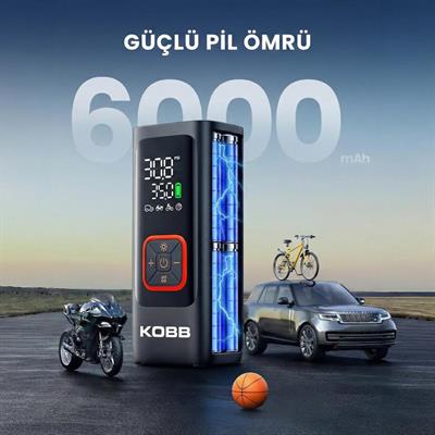 KOBB KB426 12V / Şarjlı Li-ion 150 PSI Dijital Göstergeli Akıllı Lastik Şişirme Pompası+ Powerbank + SOS + Led Lamba