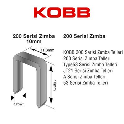 KOBB KBZ210 10mm 2500 Adet 200 Serisi Ağır Hizmet Tipi Zımba Teli