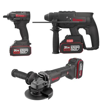 Kress KRKS1 KUB30.2 + KU390.4 + KUH10.2 20Volt/4Ah. 6 Adet Akülü Profesyonel Kombo Set