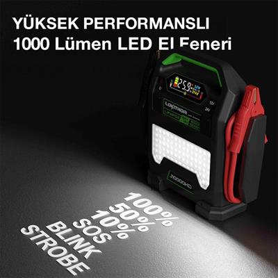 Lokithor J10000HD 12V/24V 10.000Amp LiFePO4 Akıllı Akü Takviye + Powerbank + Led Lamba
