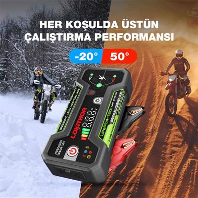 Lokithor J1350PRO 12V 1350Amp LiFePO4 Akıllı Akü Takviye + Powerbank + Led Lamba