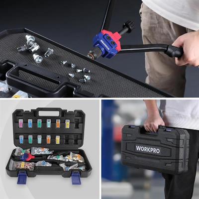 WORKPRO WP200532 400mm INC/MM Ağır Hizmet Kollu Somun Perçinleme Tabancası + 185 Adet Perçin