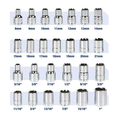 WORKPRO WP202525 30 Parça 1/2’’ CR-V Metrik/İnç Profesyonel Lokma Takımı