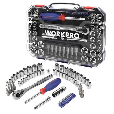 WORKPRO WP202566 1/4’ 3/8’’ Metrik/İnç 63 Parça Cr-V Profesyonel Lokma Takımı