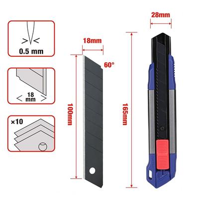 WORKPRO WP212022 18MM Ağır Hizmet Alüminyum Kasa Maket Bıçağı + 10 Adet Yedek Bıçak