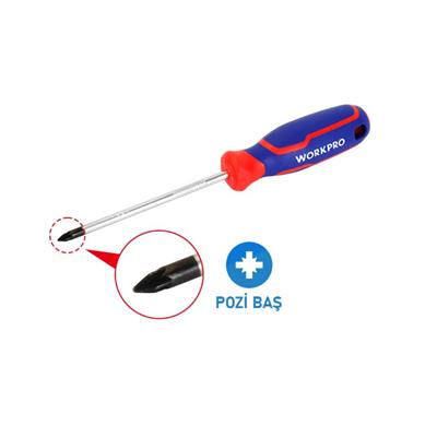 WORKPRO WP221036 PZ1x100mm CR-V Manyetik Profesyonel Yıldız Tornavida
