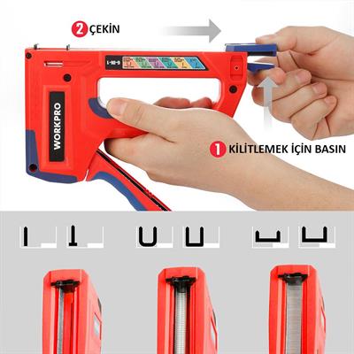 WORKPRO WP223002 6 IN 1 Profesyonel 6-14mm Mekanik Zımba ve 15mm Çivi Tabancası