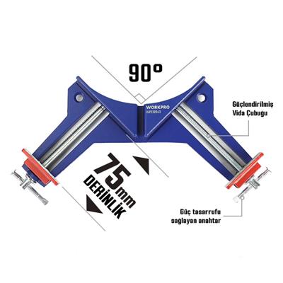 WORKPRO WP232043 75mm 90° Profesyonel Köşe İşkence