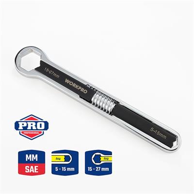 WORKPRO WP272016 5/27mm CR-V Üniversal Ayarlanabilir Çift Başlı Anahtar