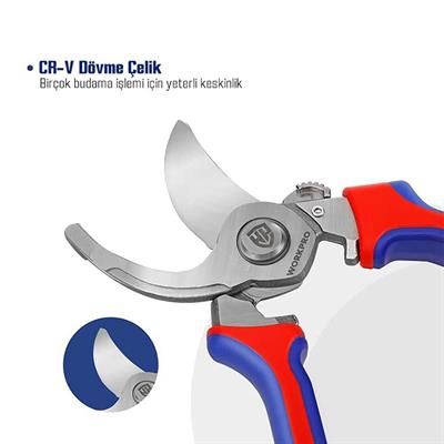 WORKPRO WP332013 220mm Bypass Cr-V Profesyonel Bağ Bahçe Dal Budama Makası