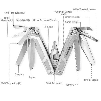 WORKPRO WP382008 16 IN 1 Çok Fonksiyonlu Profesyonel Pense Seti + Taşıma Kılıfı
