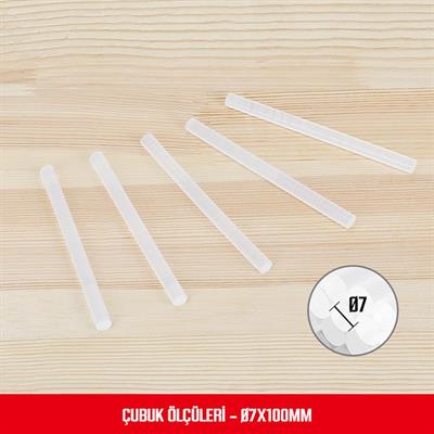 WORKPRO WP432001 7x100mm Sıcak Silikon Tabancası İçin 100 Adet Şeffaf Yedek Silikon/Mum