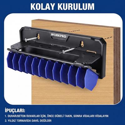 WORKPRO WP433073 Çok Amaçlı El Aleti Duvar Askı/Depolama Rafı