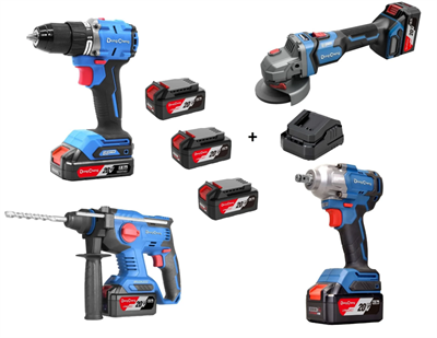 Dongcheng DCKIT35EM 4lü Set Kırıcı Delici Matkap Darbeli Matkap Somun Sökme Taşlama 4.0 Ah