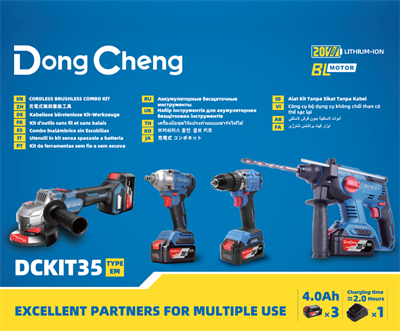 Dongcheng DCKIT35EM 4lü Set Kırıcı Delici Matkap Darbeli Matkap Somun Sökme Taşlama 4.0 Ah