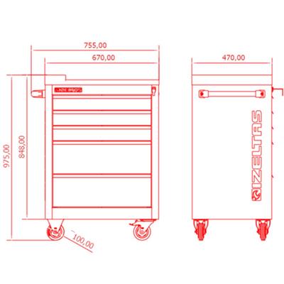 İzeltaş Partner 5 Çekmeceli Takım Dolabı (Boş)