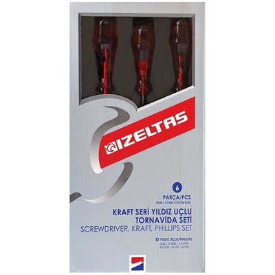 İzeltaş Yıldız Uçlu Tornavida Seti Kraft Seri 6 Parça