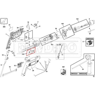 N022039 Dewalt DWD024 Type 1 Kömür Yuvası