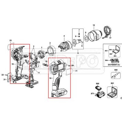 N319340 Dewalt DCF880 Gövde