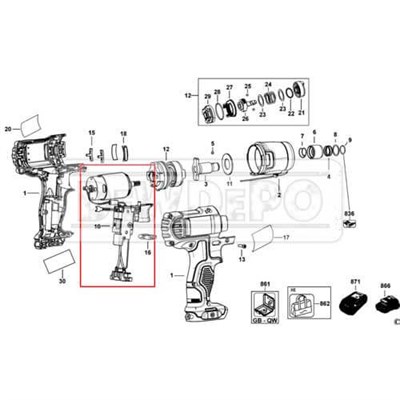 N382724 Dewalt DCF815 Şalter Motor Set