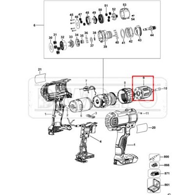 N472497 Dewalt DCD734 Mandren