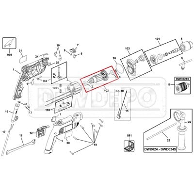 N497344 Dewalt DWD024S Endüvi