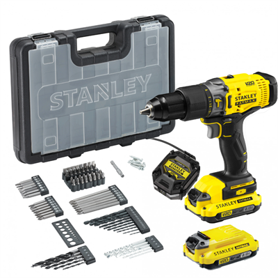 Stanley SCD718D2A Darbeli Şarjlı Matkap Aksesuarlı