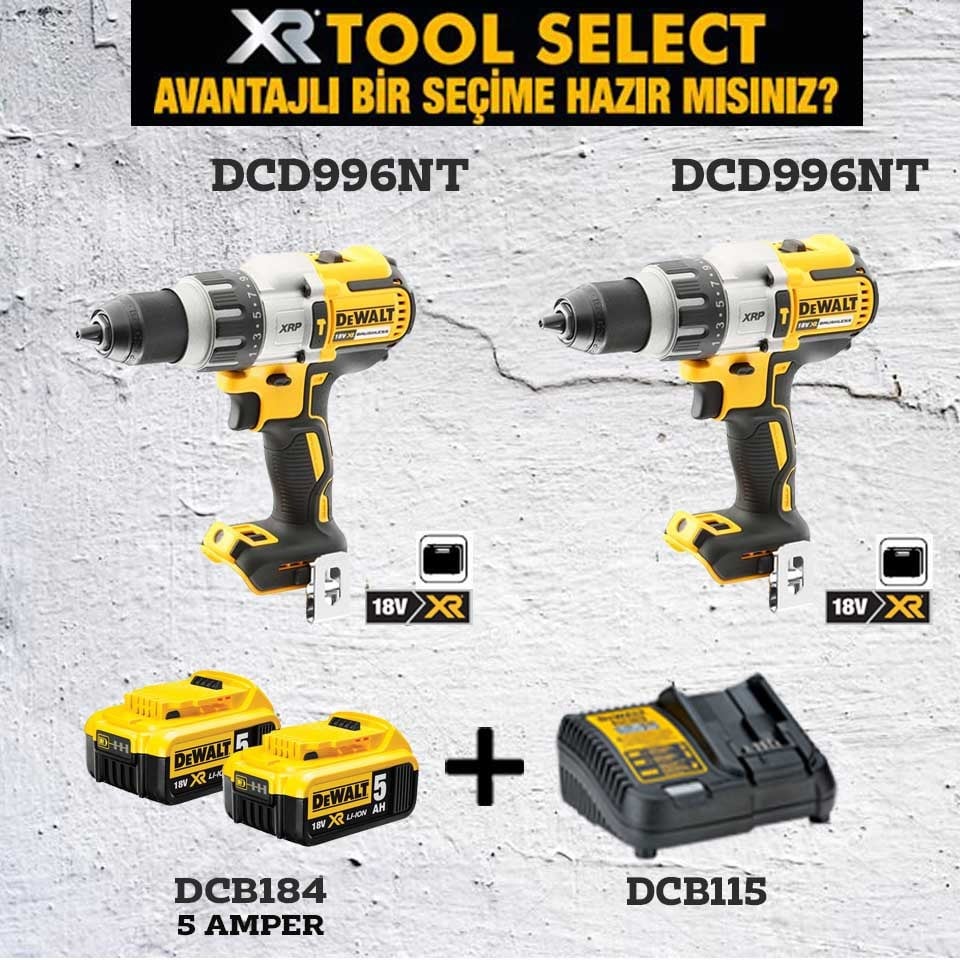 Dewalt DCD996NT Şarjlı Darbeli Vidalama 2 adet