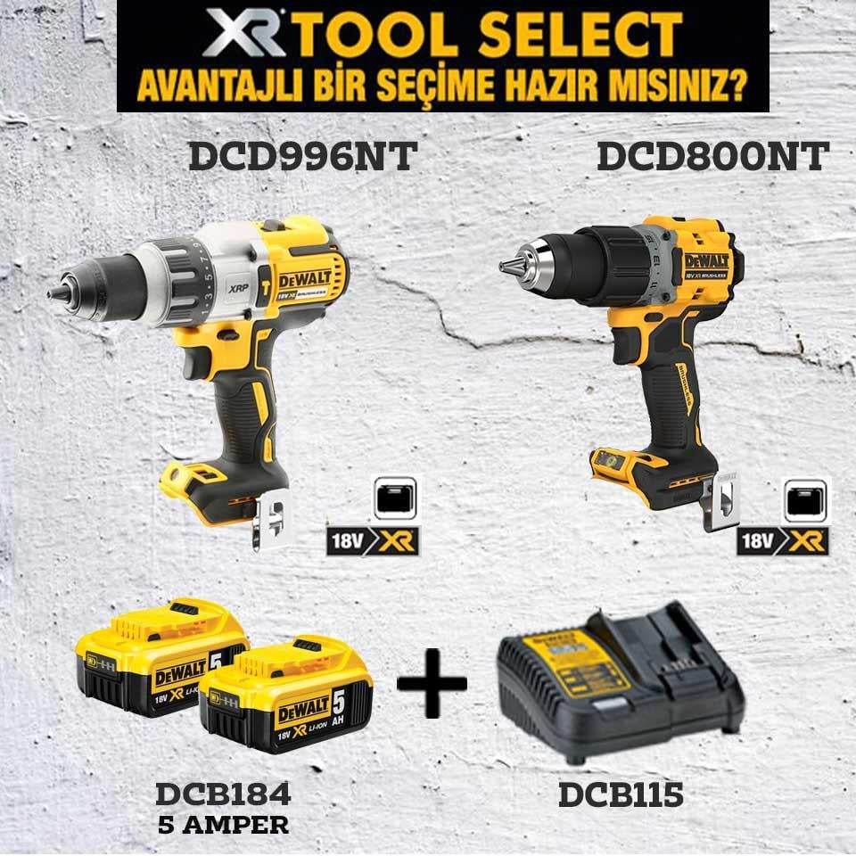 Dewalt Şarjlı DCD996NT Vidalama-DCD800NT Vidalama Seti