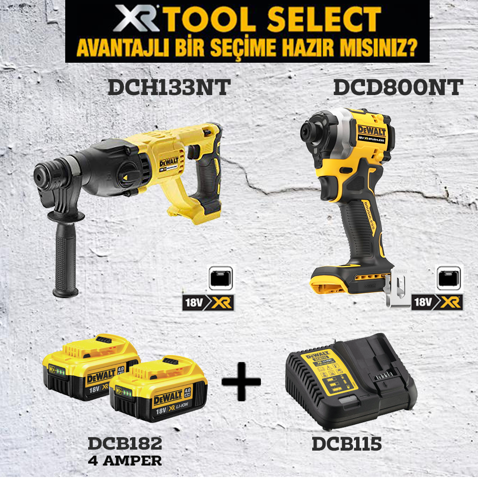 Dewalt Şarjlı DCH133NT Kırıcı Delici DCD800NT Vidalama