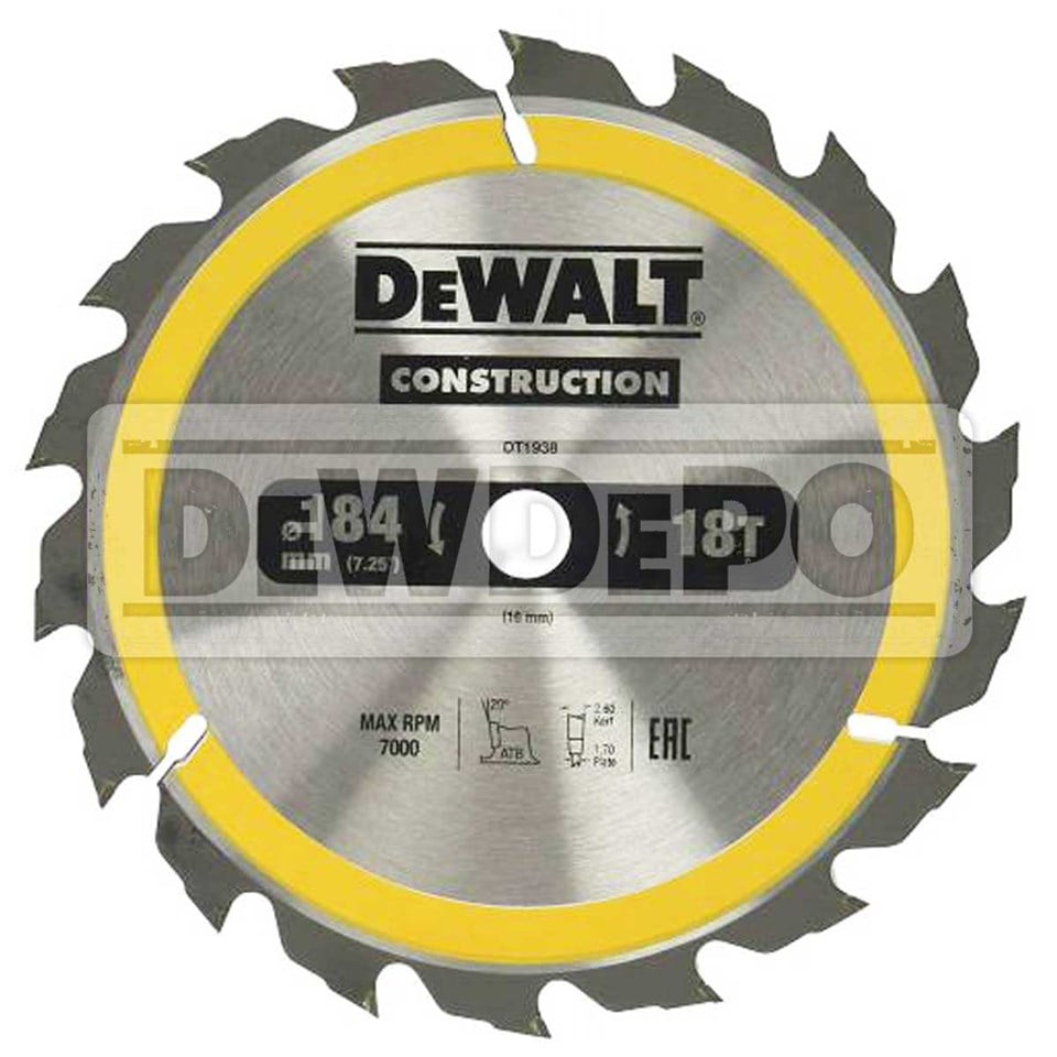Dewalt DT1938 Ahşap Kesim Elmas Testere Bıçağı 184 mm