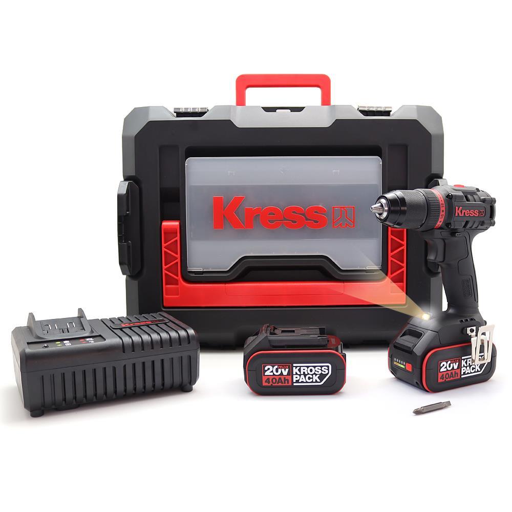 Kress KUA71 20Volt/4.0Ah Li-ion Çift Akülü Kömürsüz Profesyonel Şarjlı Matkap