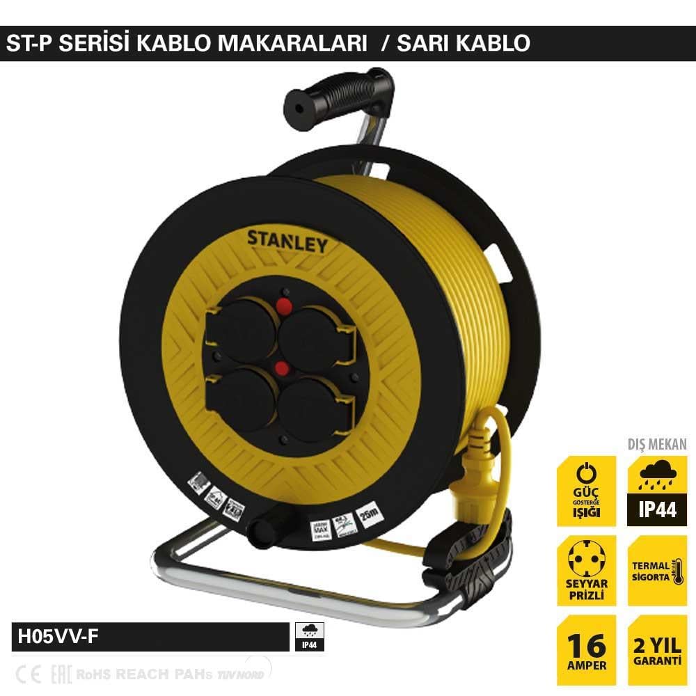 Stanley ST-P-4025 IP44 4 Soketli 40 Metre Makaralı Kablo 3x2,5mm