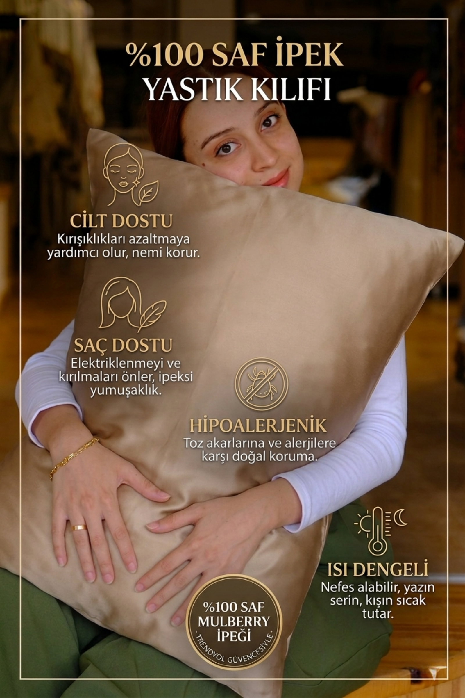 Moka İpek Yastık Kılıfı  Bahtiyar İpek İpek Yastık Kılıfı