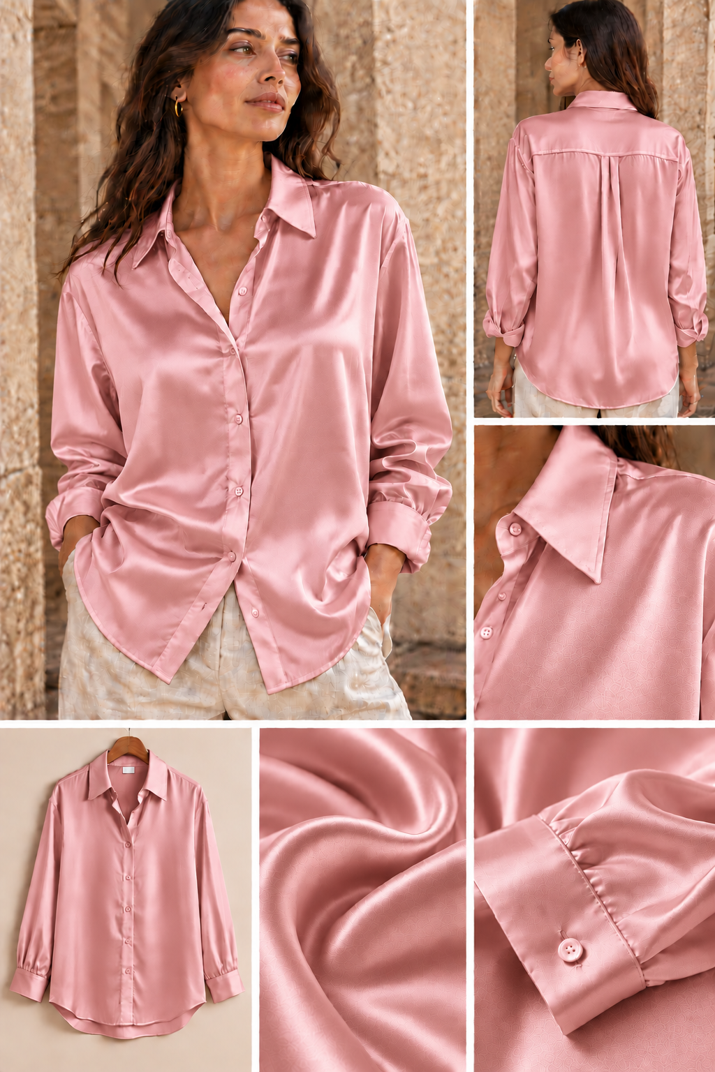 Pembe İpek Kadın Gömleği  Bahtiyar İpek Gömlek