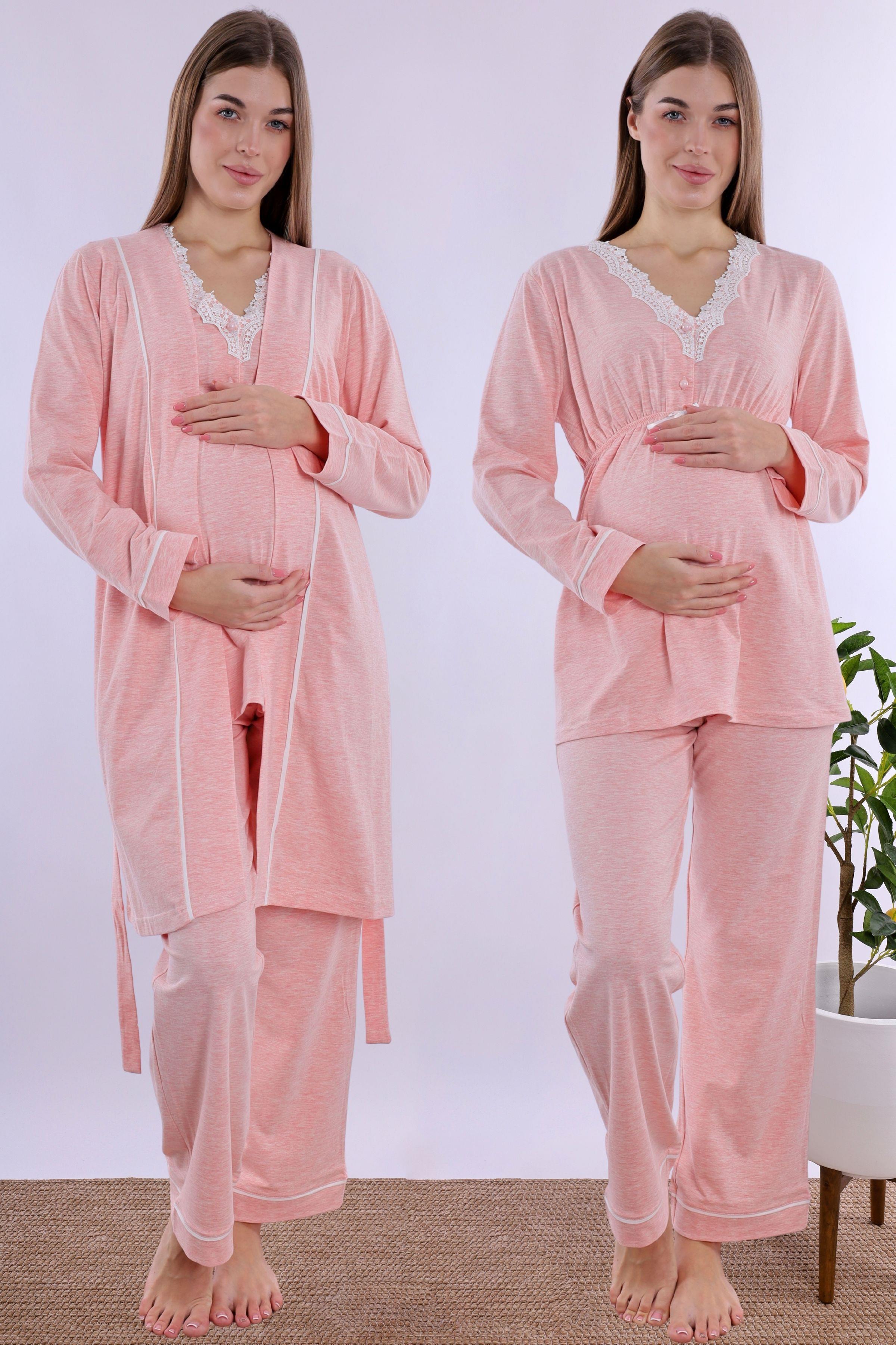 230542 Somon Sabahlıklı Hamile Lohusa Pijama Takımı