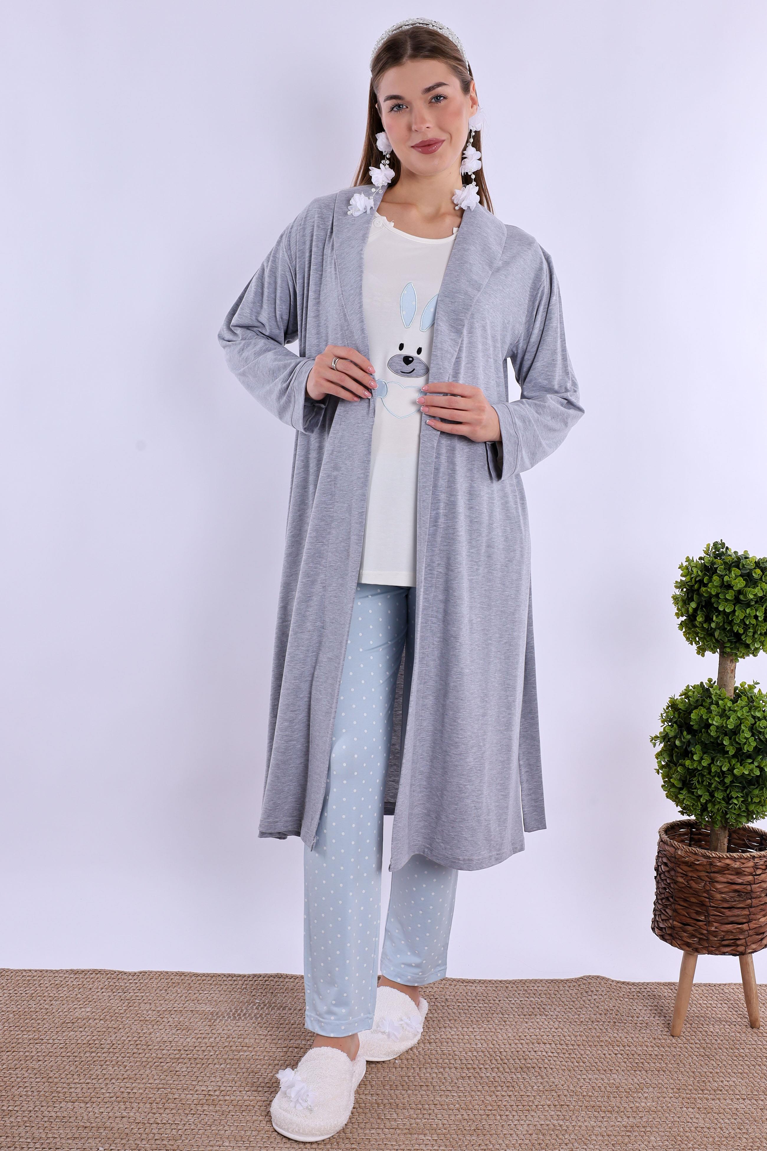 230982 Mavi Sabahlıklı Hamile Lohusa Pijama Takımı