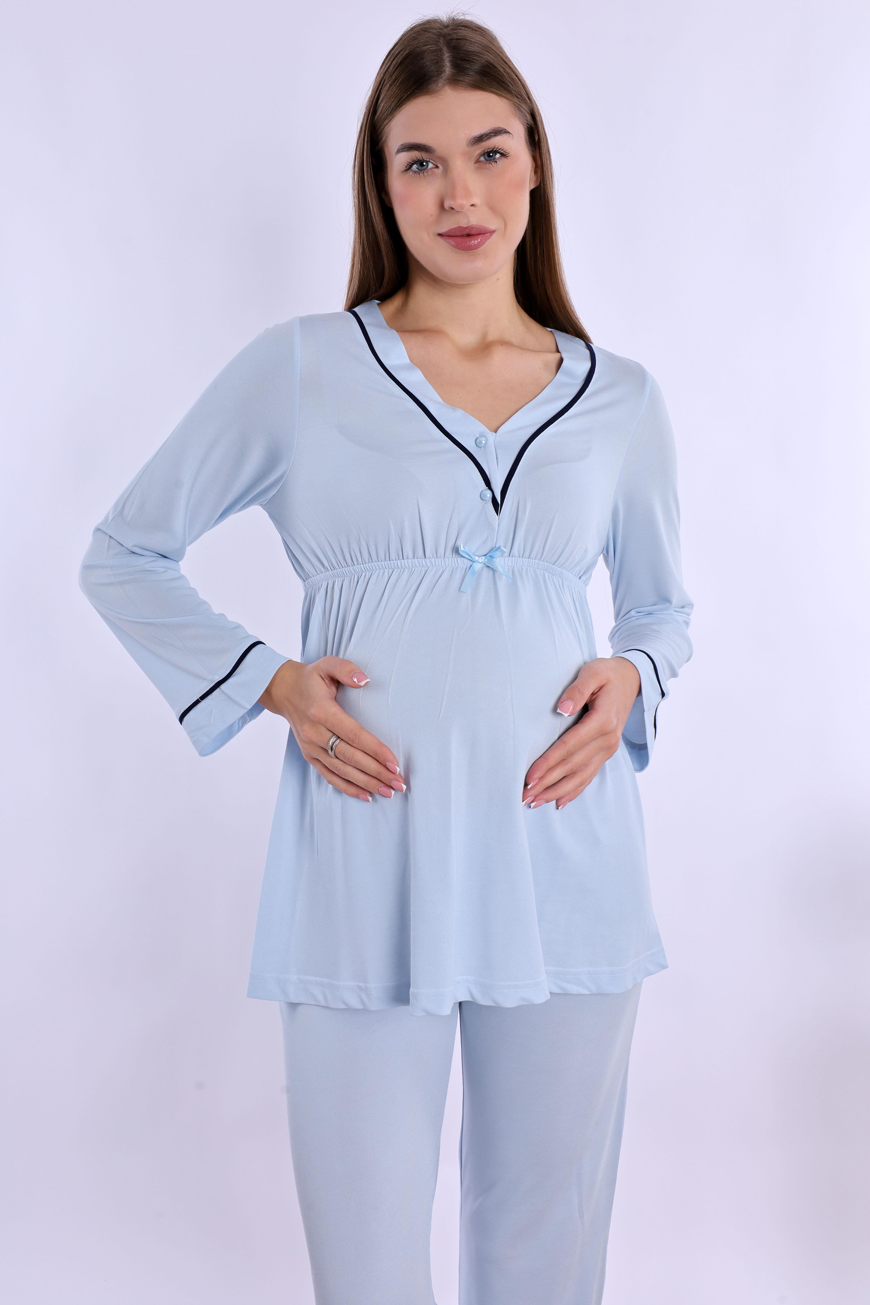 240522 Mavi Hamile Lohusa Pijama Takımı