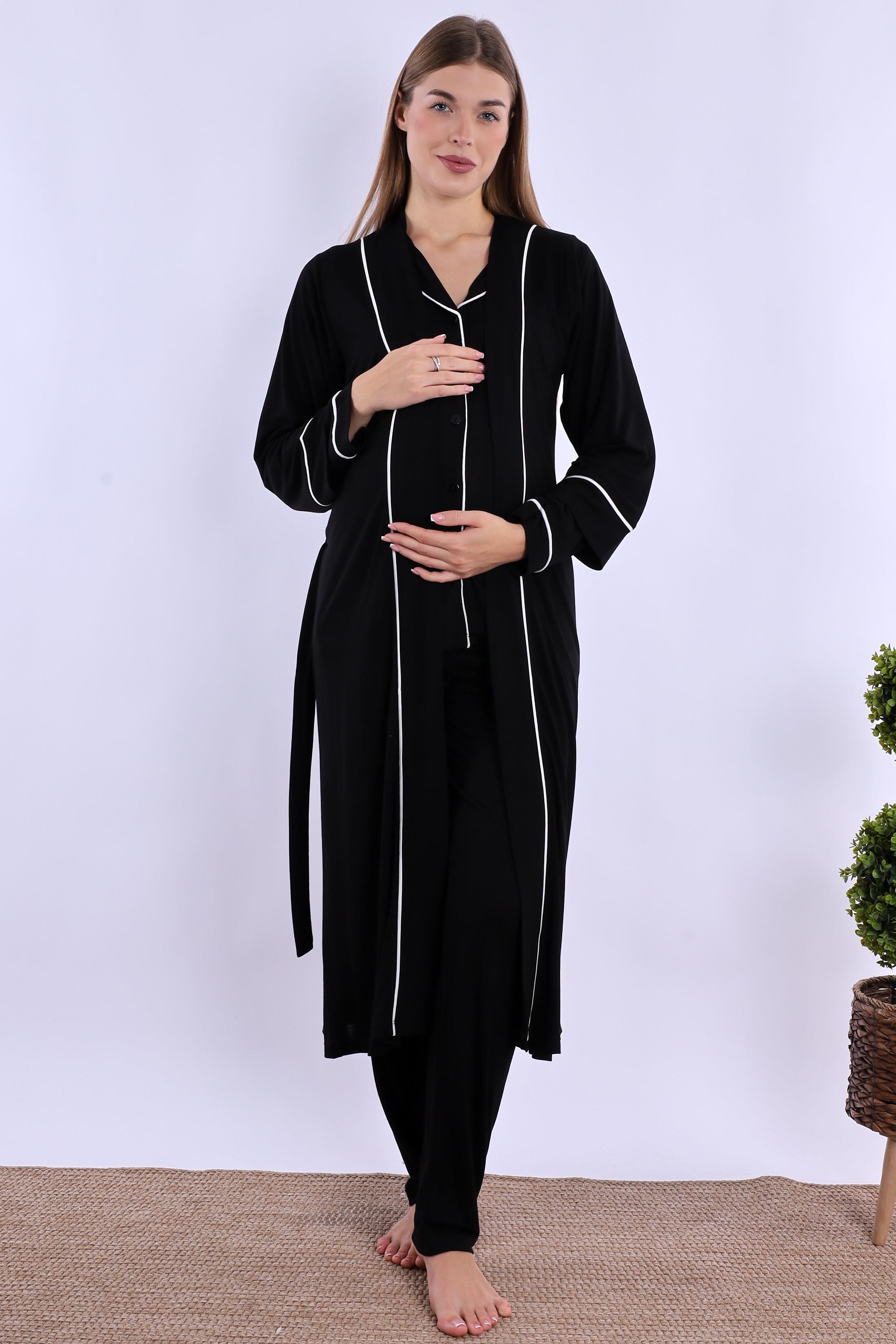 280682 Siyah Sabahlıklı Hamile Lohusa Pijama Takımı