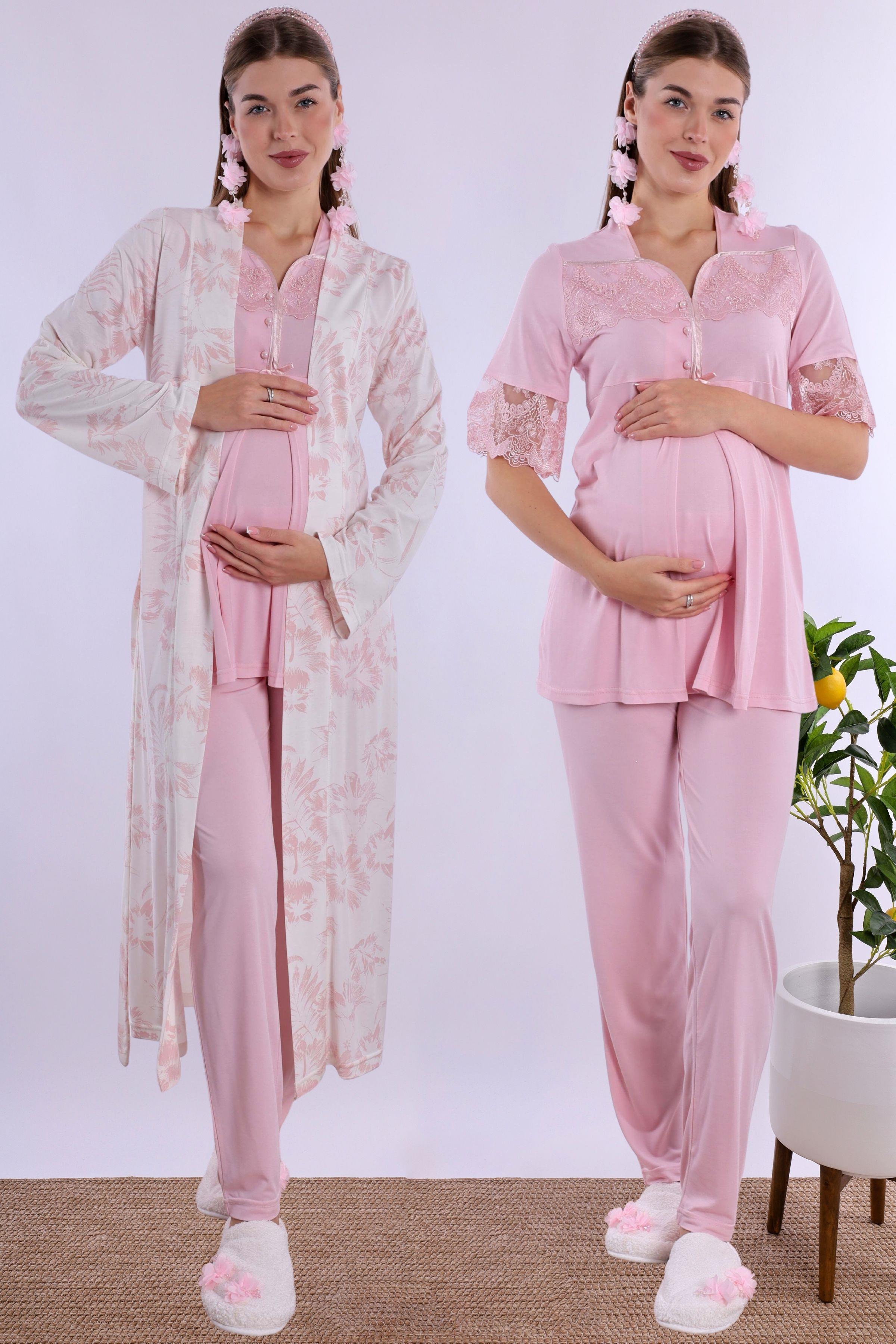 290182 Pembe Sabahlıklı Hamile Lohusa Pijama Takımı