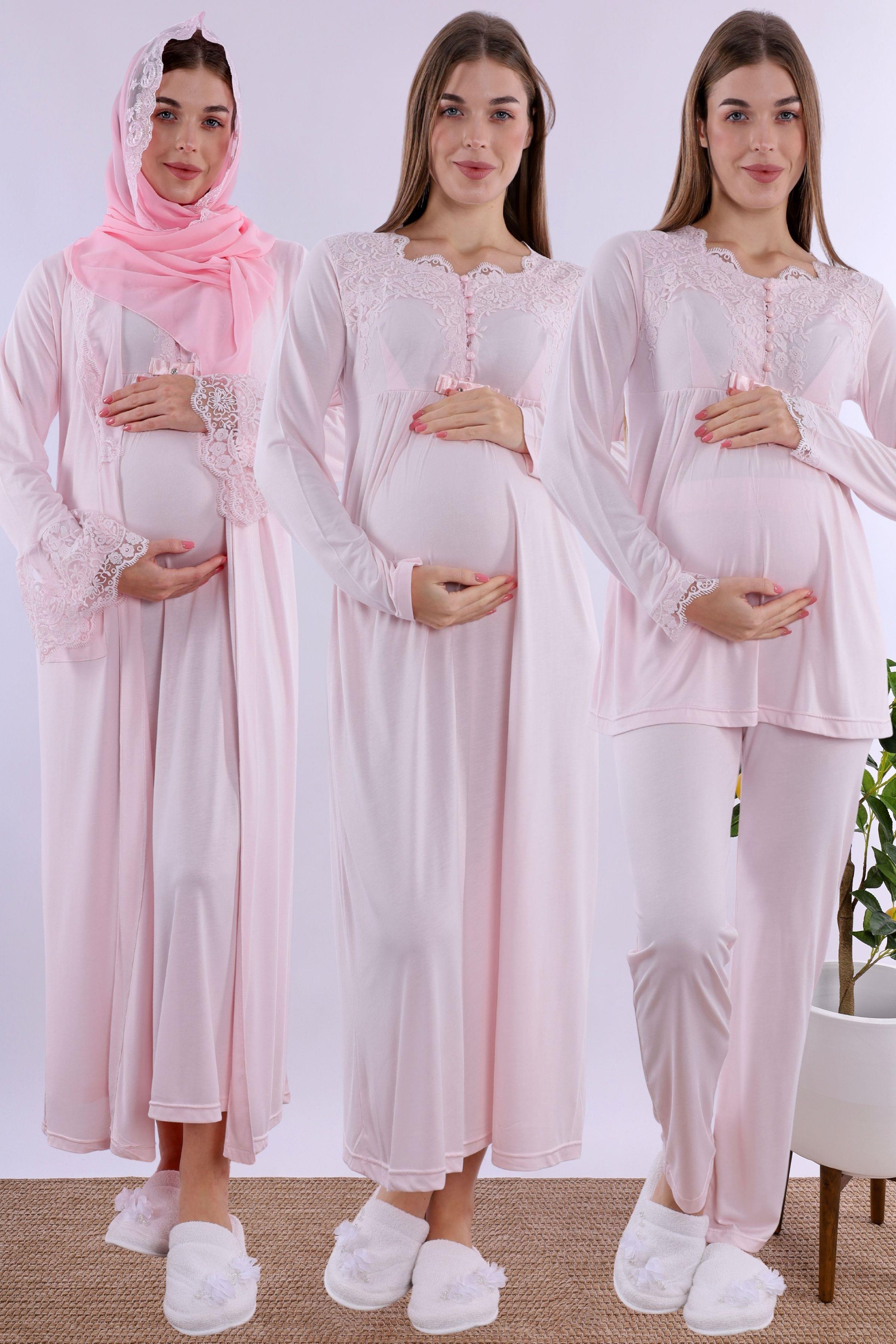 2T19242 Pembe Tesettürlü Hamile Lohusa Set