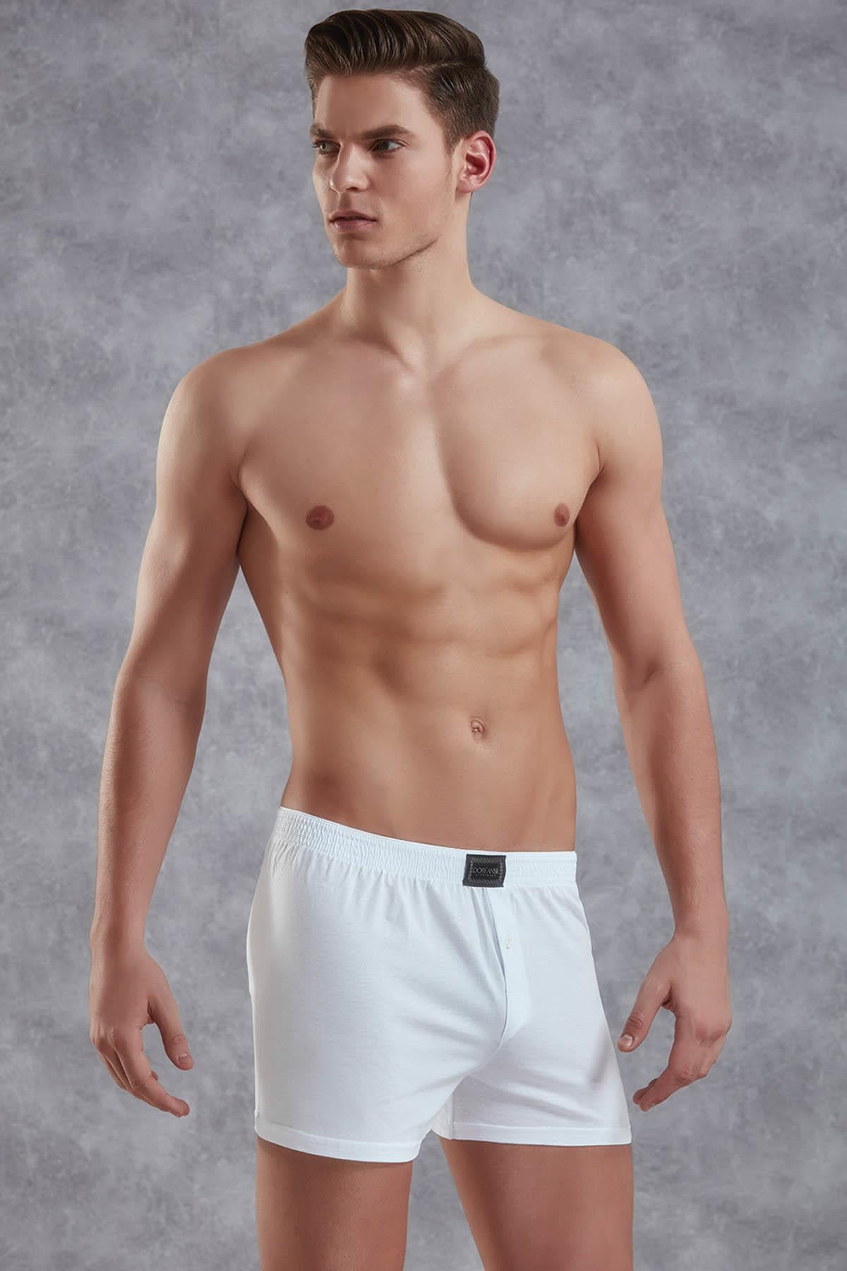 Doreanse 1511P Beyaz Erkek Düğmeli Normal Paça Boxer