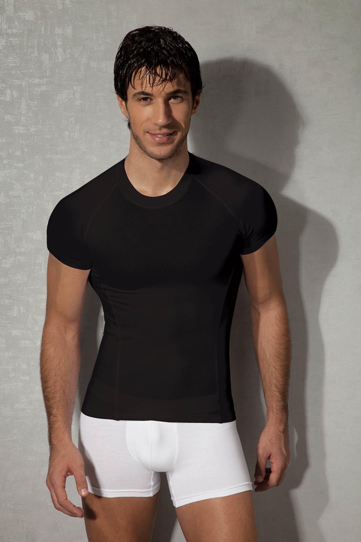 Doreanse 2535 Siyah Erkek Modal Yuvarlak Yaka Kısa Kol Tişört