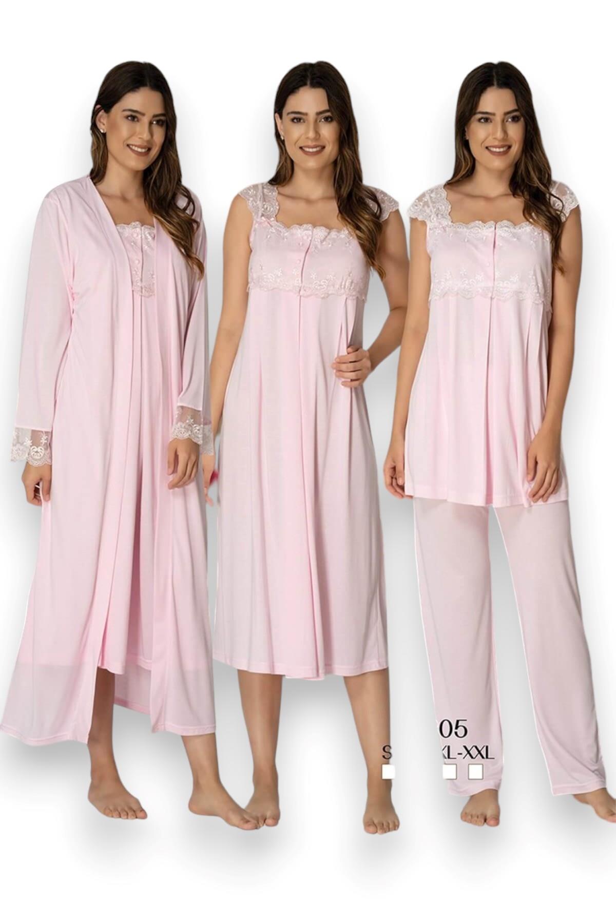 Effortt 2305 Pembe Dantelli Hamile Lohusa Set