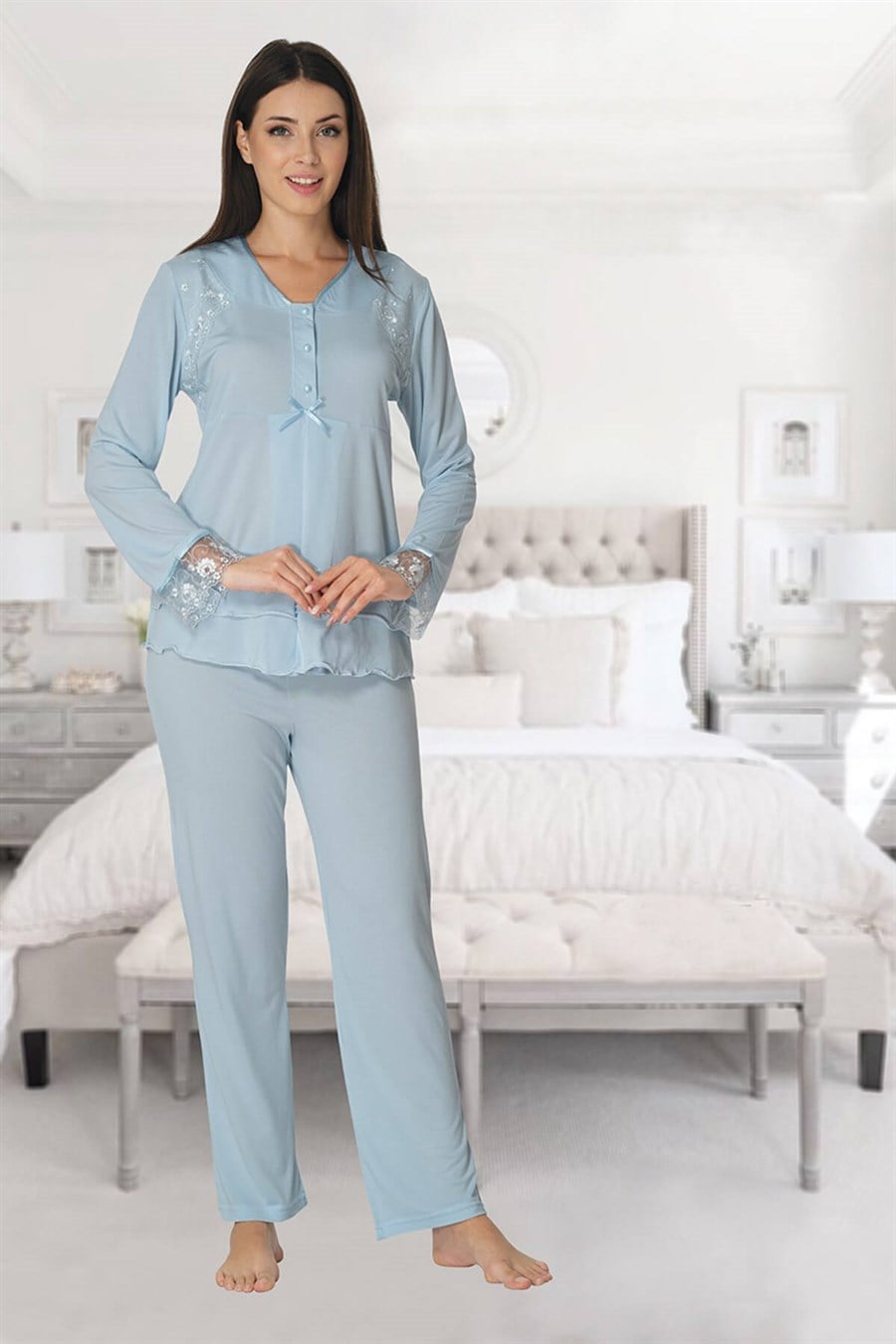 Effortt 2422 Mavi Lohusa Pijama Takımı