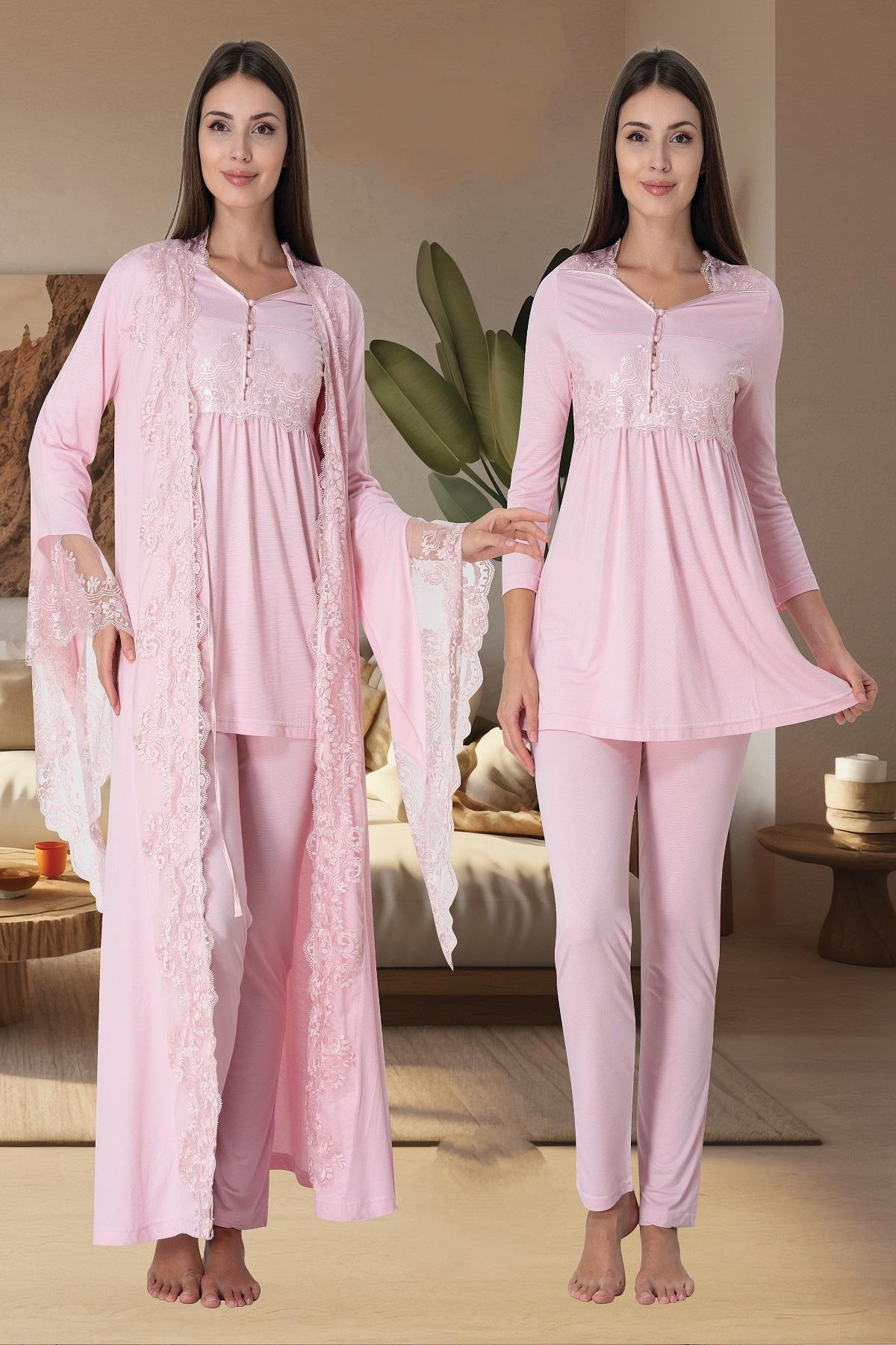 Effortt 3015 Pembe Sabahlıklı Lohusa Pijama Takımı