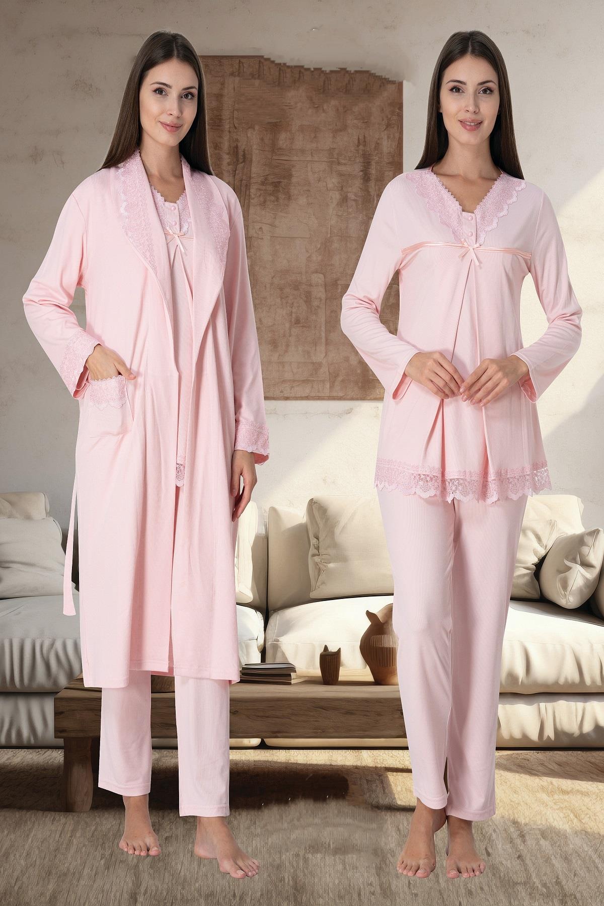Effortt 4034 Pembe Sabahlıklı Lohusa Pijama Takımı